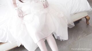 花嫁婚纱真的美哭了 口交中出