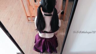 超颜值极品女神〖狐不妖〗黑丝双马尾主打的就是一个反差，撅高高屁股主动用小穴温暖爸爸的大鸡巴～淫水好多！