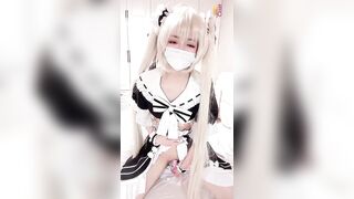 【萝莉少女】妹控福音Cosplay女仆装【小晗喵】▌妄想哥哥的大肉棒，激攻鲜嫩粉穴，哥哥快插进来，好大，好粗