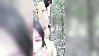 带小情人【户外】小树林激情啪啪【下篇】全程露脸口交大鸡巴多体位蹂躏抽插，让狼友看她骚表情，树林里充满浪叫声好刺激