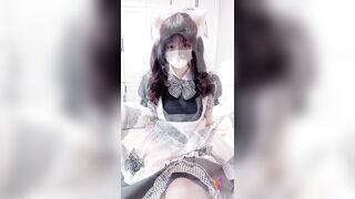 超萌极品可爱网红美少女【小晗喵】猫耳女仆让我来品尝主人的肉棒吧~ 幻想主人肉棒入侵，AV棒蹂躏嫩穴